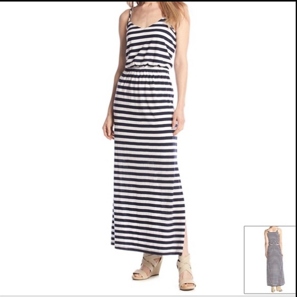 Chelsea & Theodore Dresses & Skirts - (Sizes S, L, XL) Navy & White Striped Maxi Dress